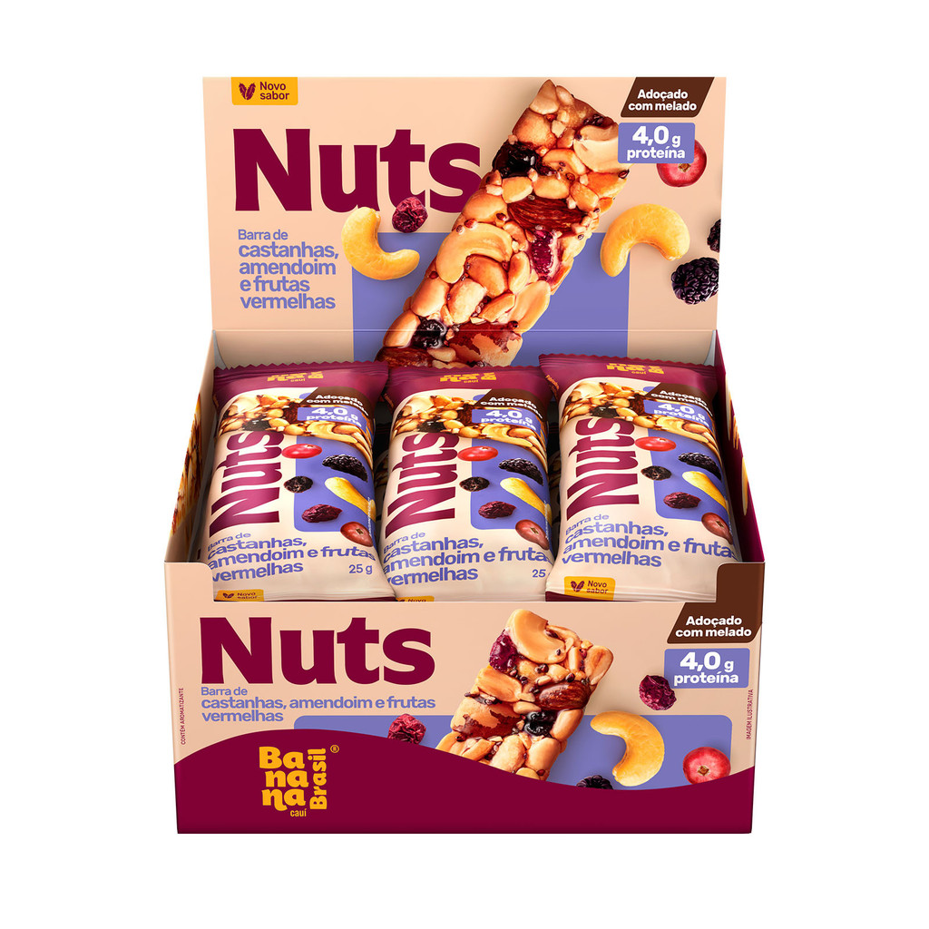 Banana Brasil - Barra de Nuts - Display 12x25g - Frutas Vermelhas