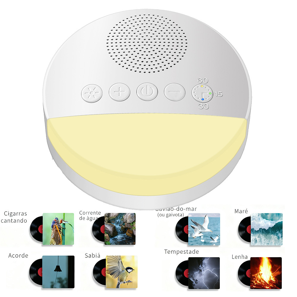 Máquina de Ruído Branco - Leitor de Sons Noturnos para Sono do Bebê em Oferta na Shopee