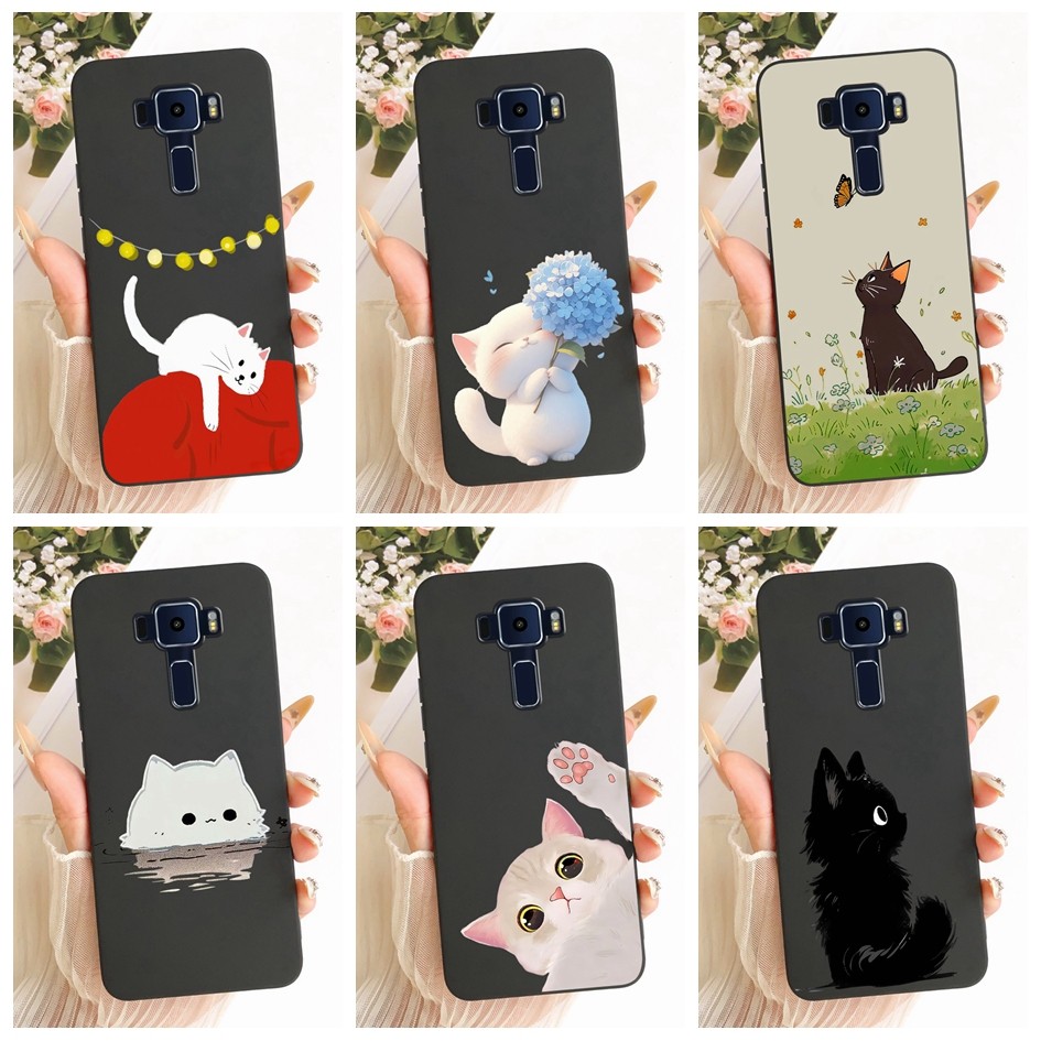 Para Asus Zenfone 3 ZE520KL Z017D Caso 5.2 Polegada Novo Estilo Bonito Gato Dos Desenhos Animados Macio Preto Silicone C em Oferta na Shopee