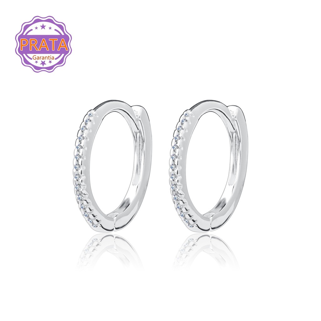Brincos Argola Prata 925 Zircônias Cravejado Feminino Masculino Elegantes Presente - Piercing Orelha