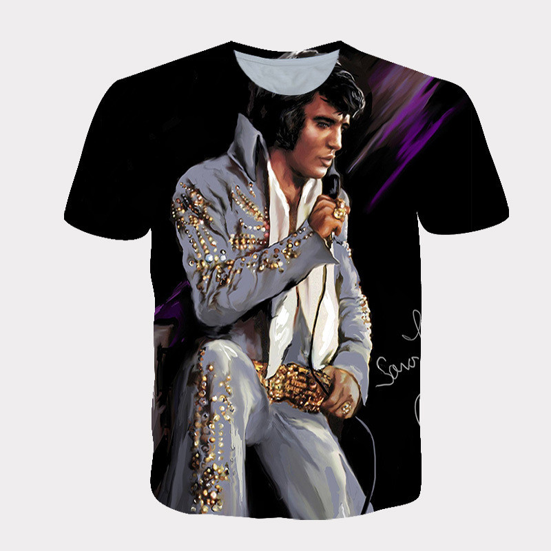 Top De Verão Singer 3D Digital Impresso Em Torno Do Pescoço Esportes E Lazer Camiseta De Manga Curta Para Homens
