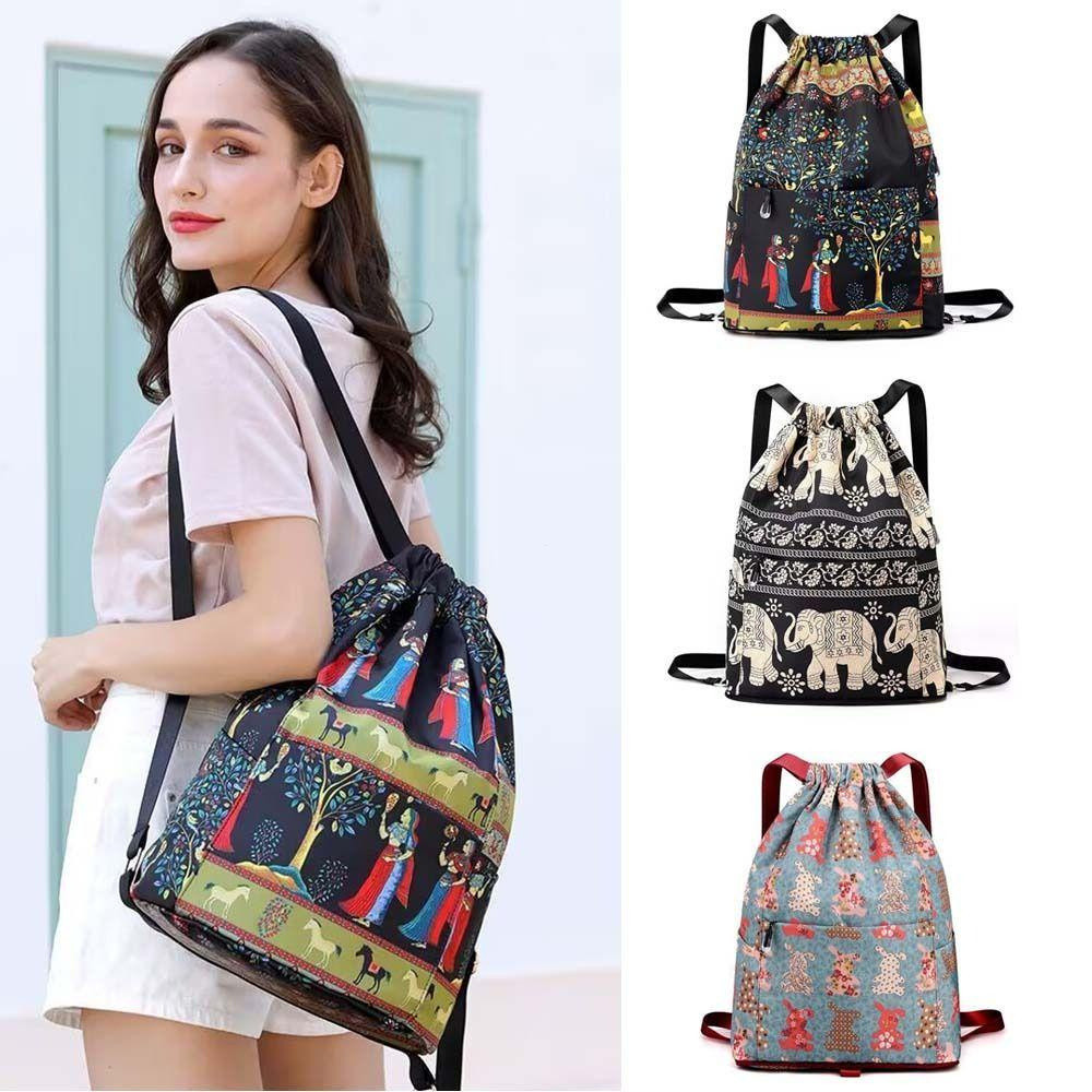 00STAR Mochila Esportiva Com Separação Seca E Úmida , Dobrável Cordão De Pano , Bolsa De Ginástica Leve