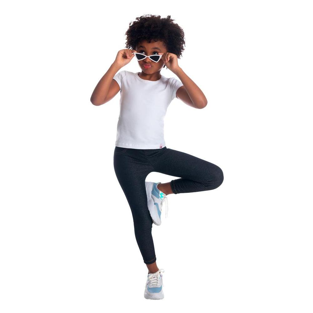 Calça legging básica infantil menina de cotton jeans Brandili