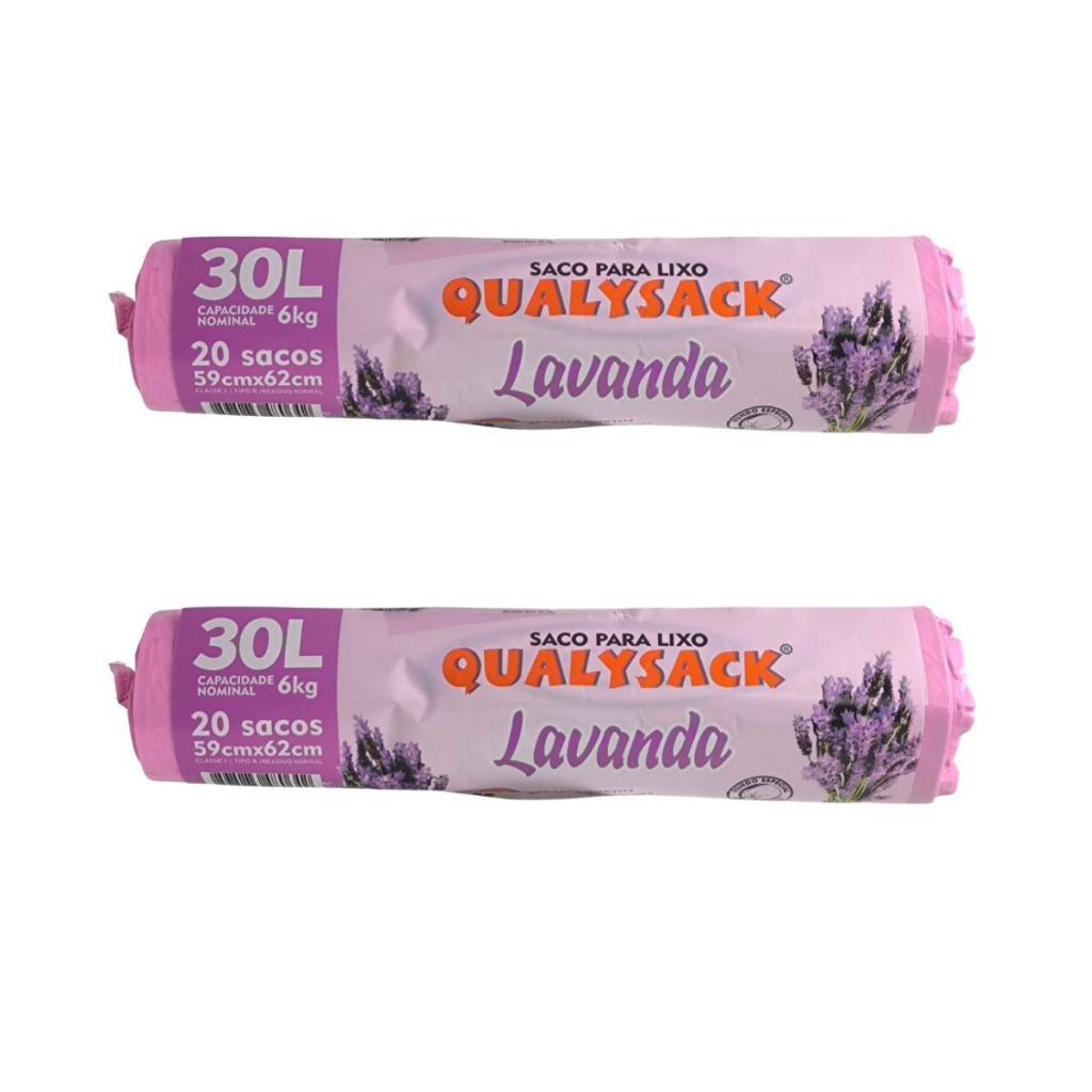 Kit 2 Saco de Lixo Aroma Lavanda 20 Unidades - 30 Litros