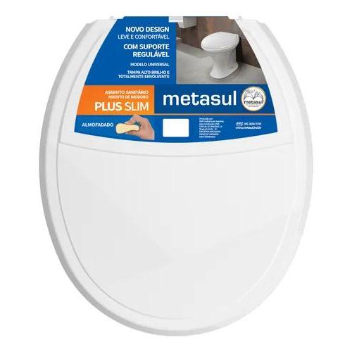 Assento Sanitário Almofadado Básico Plus Slim Branco Metasul | ENVIO RÁPIDO