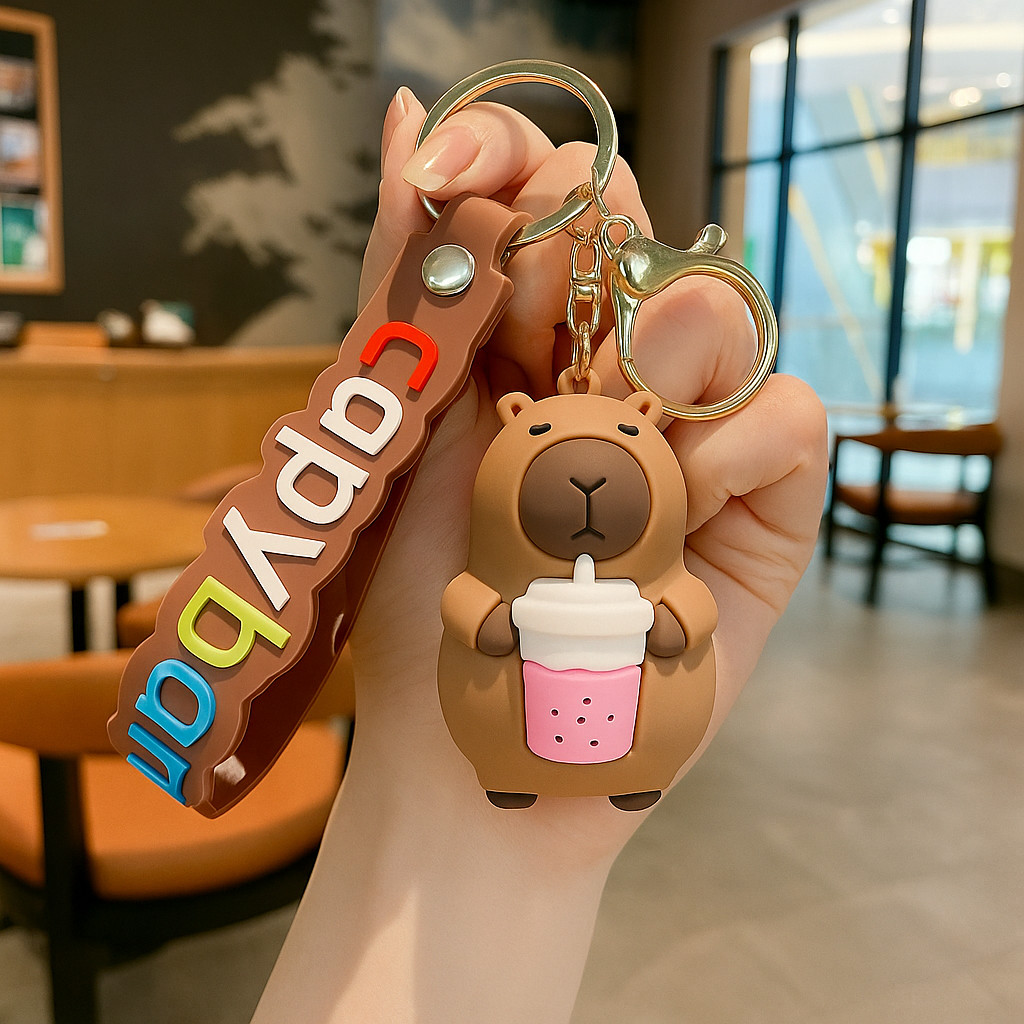 Capivaras Chaveiro Capybara Fofas emborrachada pingente de mochila bolsa chave linha premium em Oferta na Shopee