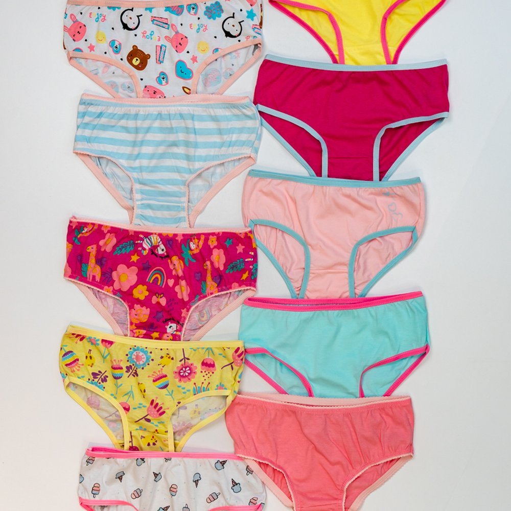 Kit Calcinhas Infantis Feminina Menina Algodão Estampadas Coloridas Com Elástico