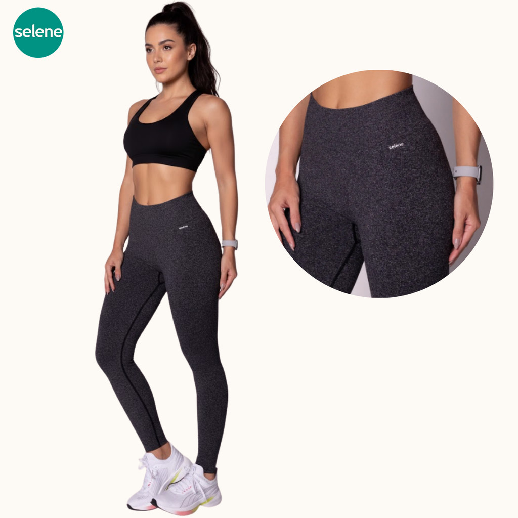 Calça Legging Selene Feminina Grossa Sem Costura Sem Transparência Cintura Alta Cós Alto Fitness Academia