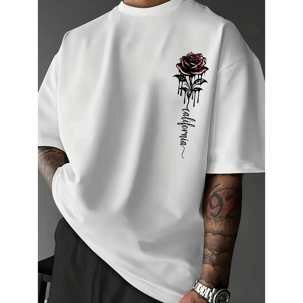 Camiseta Oversized Estampada Rosa Camisa 100% Algodão tendencia básica