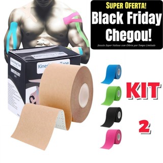 Black Friday Chegou! Kit 2 Fita Kinesio Tape Bandagem Elástica Adesiva 5cm X 5m,Alivia a Dor Tape Fisioterapia em Oferta na Shopee