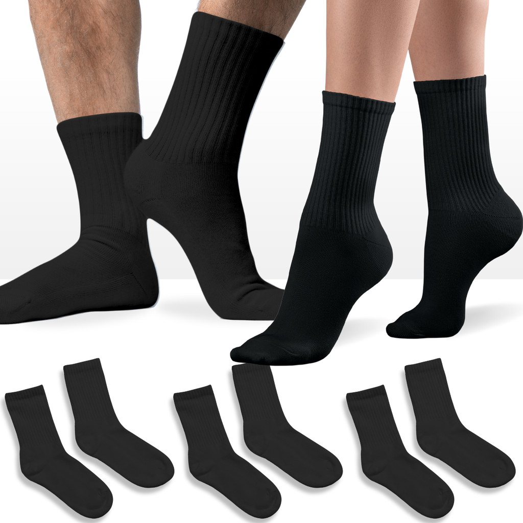 Kit 3 Pares Meia Cano Médio Unissex Esporte Academia Preta 36-46