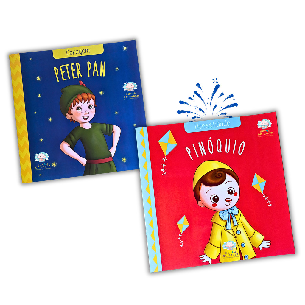 Kit Livro Infantil Peter Pan e Pinóquio Conto de Fadas Clássicos das Virtudes em Oferta na Shopee