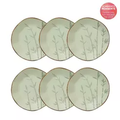 Conjunto de 6 Pratos Fundos 22,5cm Ryo Bambu