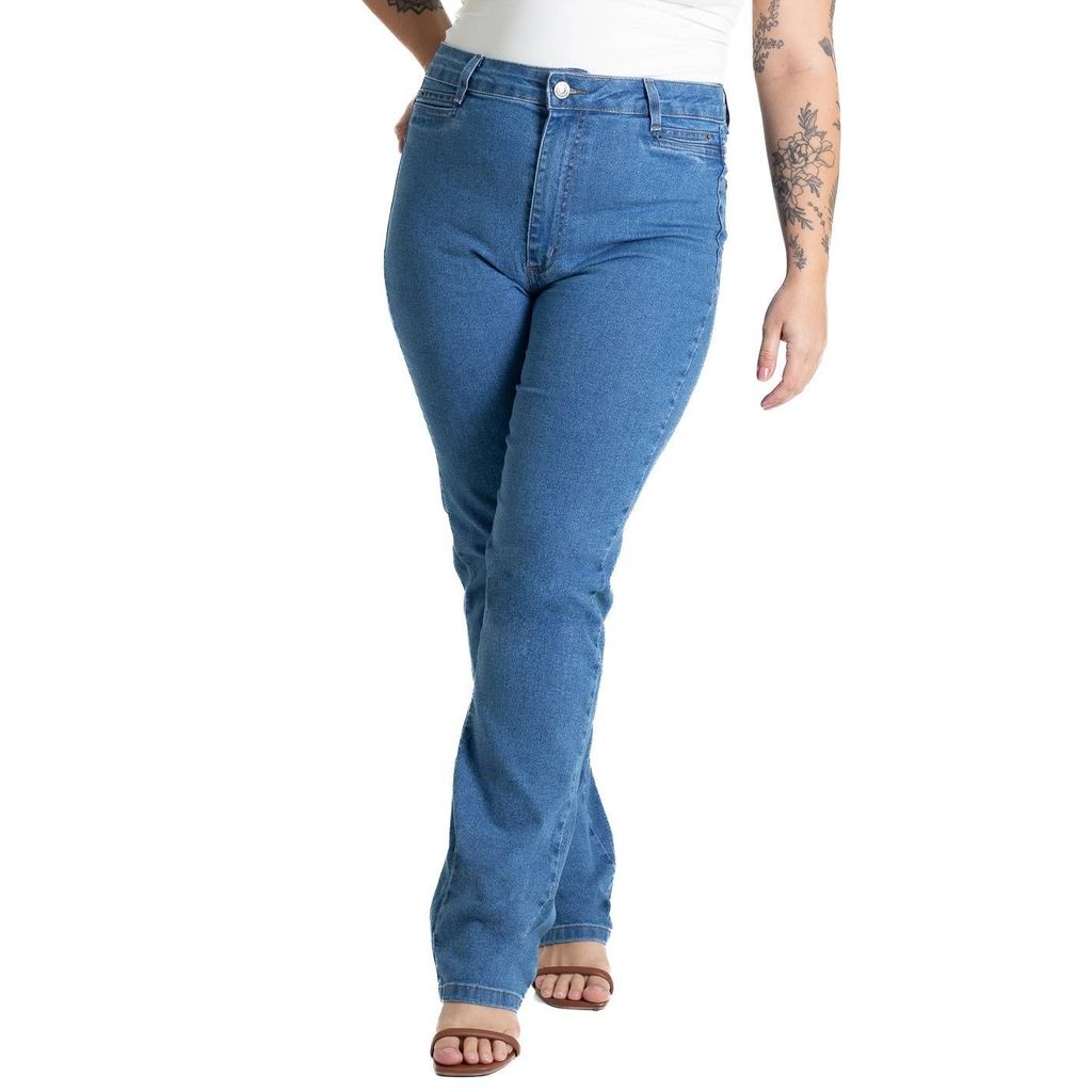 Calça Jeans Sawary Plus Size Reta - 280622 em Oferta na Shopee