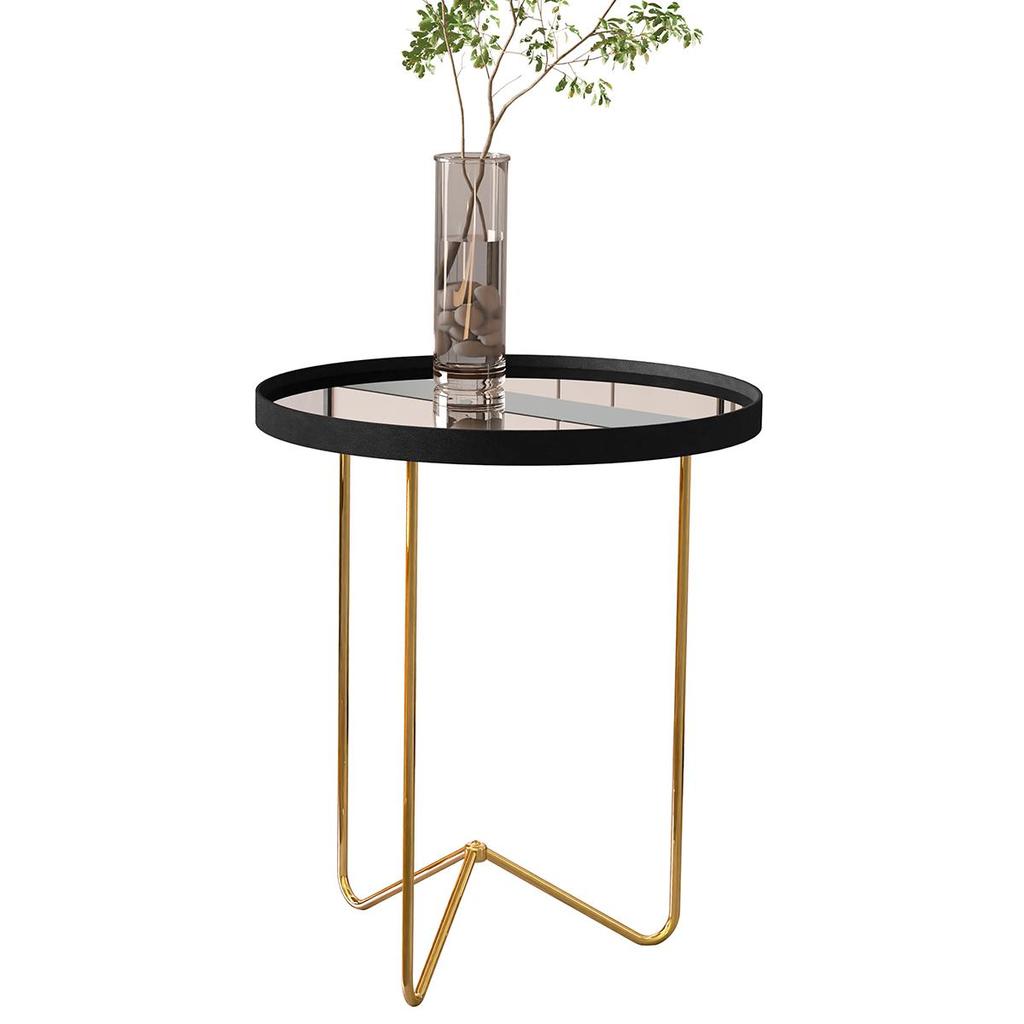Mesa Lateral Alamanda Sala Espelhada com Pés Metálicos