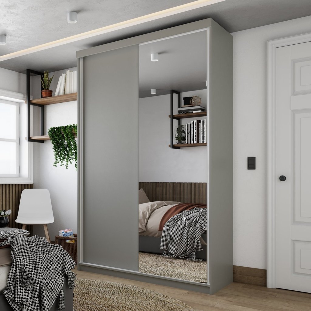 Guarda-roupa Solteiro 100% Mdf Bp com 2 Portas e 1 Espelho Geneve Urbi em Oferta na Shopee