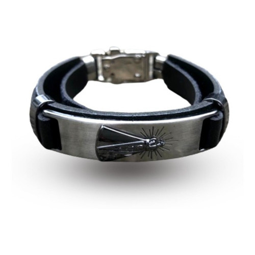 Bracelete Couro Nossa Senhora Aparecida Religioso Regulavel