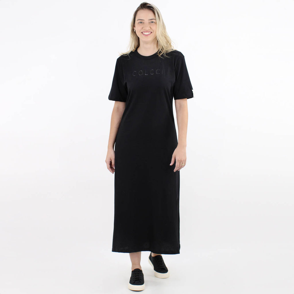 Vestido Colcci T-shirt Midi Manga Curta Preto - Feminino em Oferta na Shopee