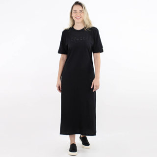 Vestido Colcci T-shirt Midi Manga Curta Preto - Feminino em Oferta na Shopee