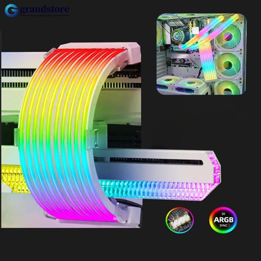 GRANDSTORE Flexível RGB LED Barra De Tira Luz ARGB Placa Capa Para Fonte Alimentação Do Computador ATX 24PIN GPU Cabos V