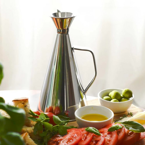 Galheteiro Jarra Porta Azeite Vinagre Aço Inox Tampa Bico Dosadora 1l Dispenser Econômico