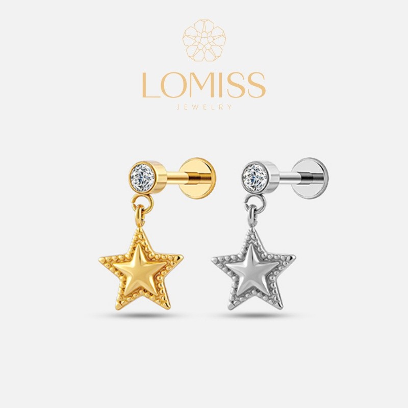 Piercing Orelha Labret Minibarbell Aço Cirúrgico Com Pingente Estrela Para Brinco Boca Tragus Conch em Aço Inoxidável em Oferta na Shopee
