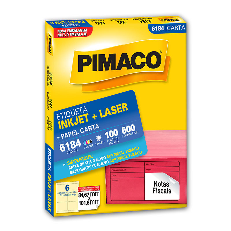 Etiqueta inkjet/laser carta 6184 com 100 folhas Pimaco em Oferta na Shopee