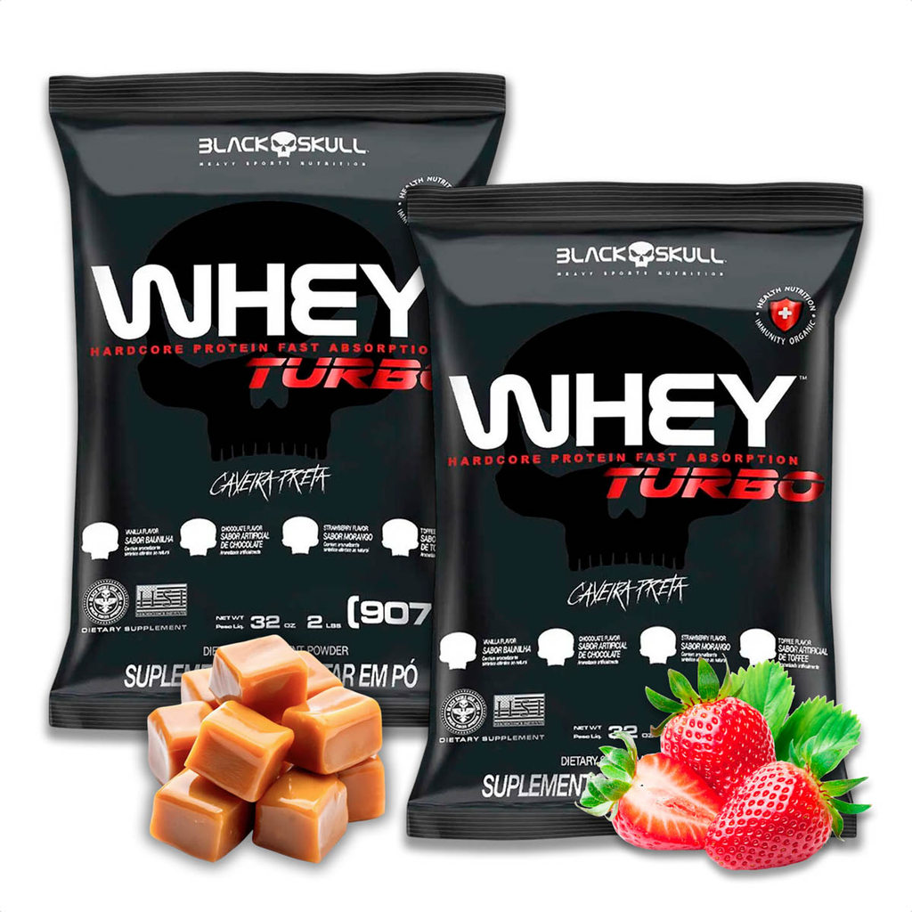 Kit 2x Whey Turbo Black Skull Refil - 907g - Variados em Oferta na Shopee