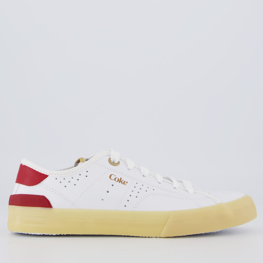 Tênis Coca Cola Fortune Leather Feminino Branco e Vermelho em Oferta na Shopee