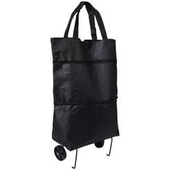 Carrinho Bolsa Sacola Multiuso com Rodinhas Preto Bel