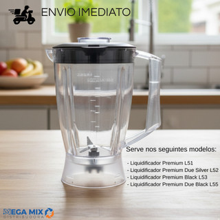 Copo Liquidificador Mondial Premium Black Due Silver L-51 ao L-55 Cristal Reforçado