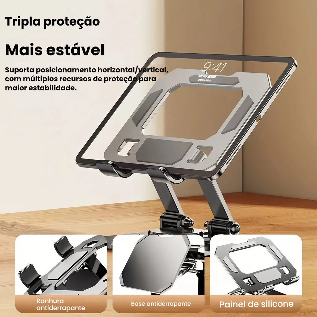 Suporte de Mesa Premium para Tablet e Celular – Alumínio, 360° Rotativo, Elegante e Durável em Oferta na Shopee