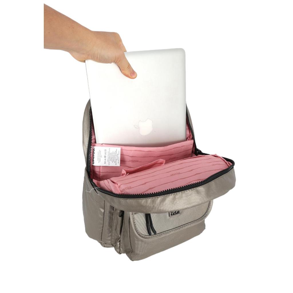 Mochila Náilon Metalizado Dois Bolsos Notebook Up4you em Oferta na Shopee