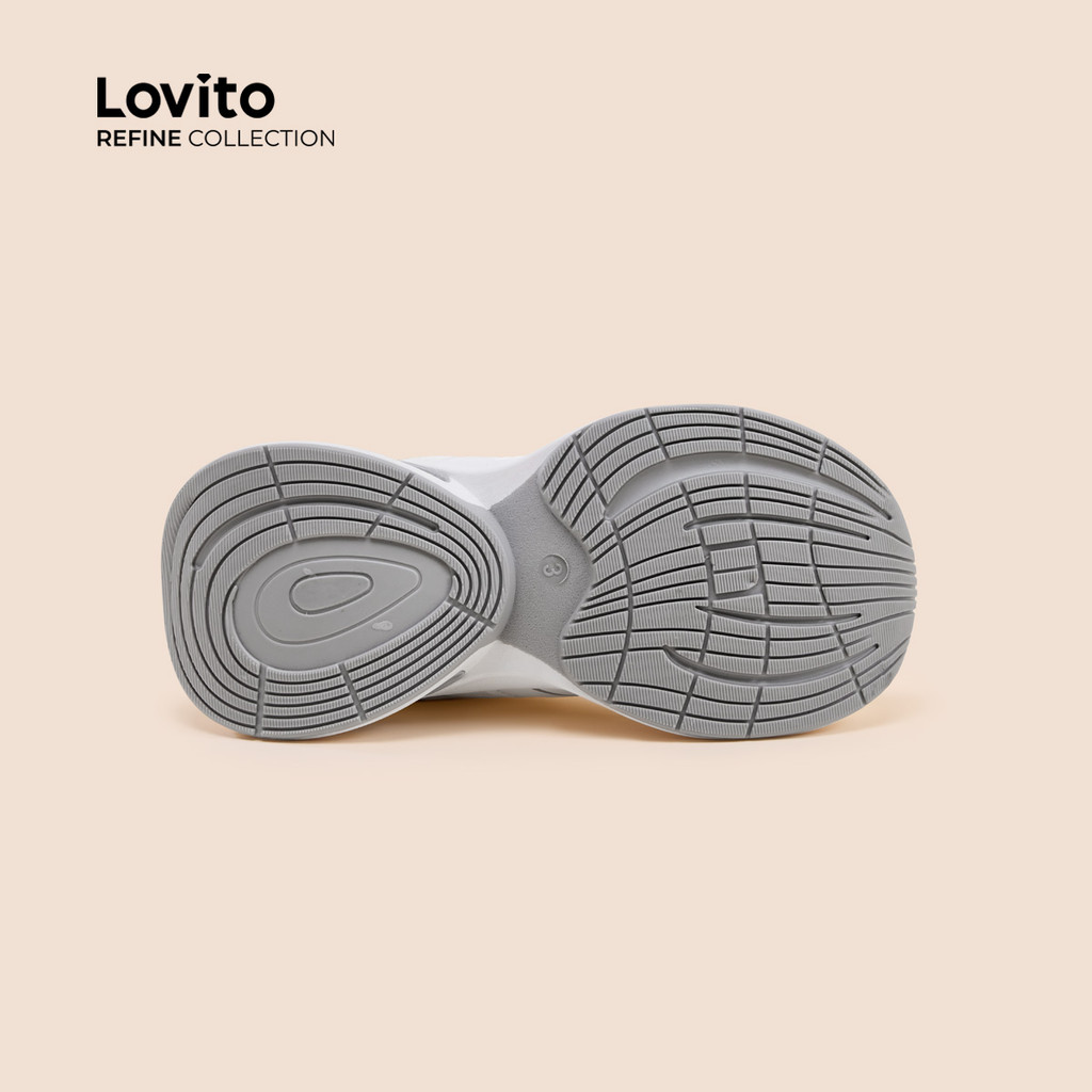 Detalhes do (Lovito Refine) Tênis Esportivos Tênis De Sola Grossa Sapatos Brancos Tênis Clássicos E Versáteis Para Mulheres LR14E412