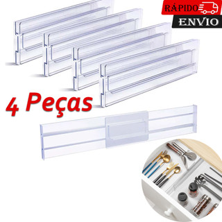 Organizador de gaveta com divisória de gaveta ajustável, 4 unidades, 28-48 cm, adequado para organizador de gaveta de qu