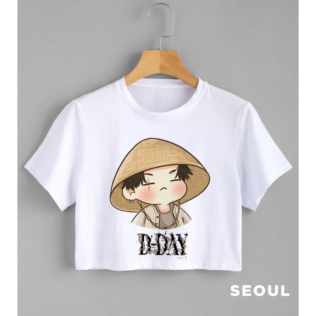 Cropped Agust D Yoongi Suga Bts D Day Kpop estilo Chibi Anime 100% Algodão macio e confortável