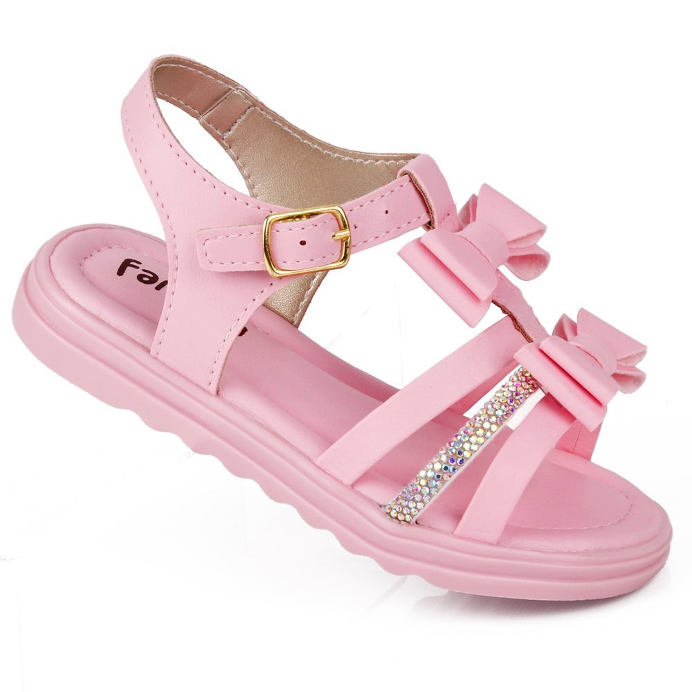 Sandália Infantil Fanclub Rosa Laço Strass Menina Confortável
