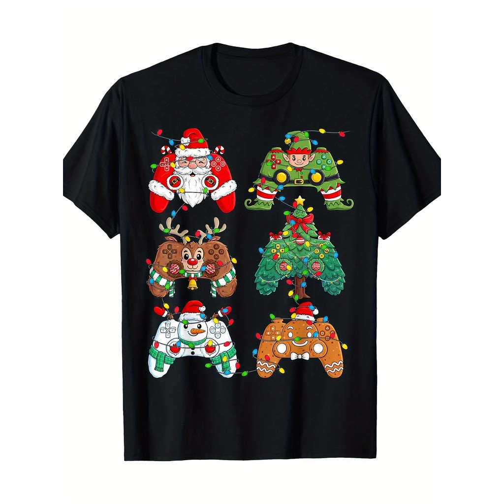 Camiseta Controle Video Game De Natal 100% Algodão Gamer Natalino Papai Noel Blusa Infantil Criança Juvenil