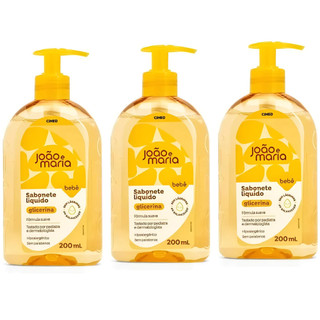 KIT 3UN SABONETE LIQUIDO 200ML JOÃO E MARIA - CIMED
