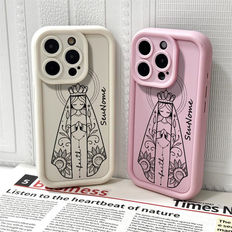 Capinha capa de Com nome personalizado Nossa Senhora Aparecida para iPhone 16 13 12 11 pro max 15 plus 14 Pro Capa