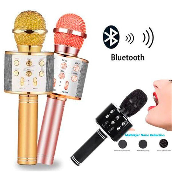 WS-858 - Microfone Infantil de Brinquedo Sem Fio para Karaoke e Educação