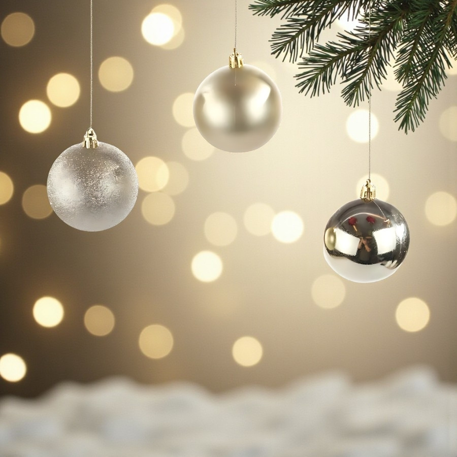 Bolas de Natal em Tubo - Champagne Lisa, Matte e Glitter - 6cm - 6 unidades - Cromus - Rizzo