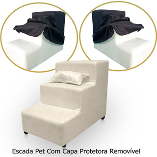 Escada Pet 3 Degraus 20 cm com Capa Removível Cama e Sofá Cães e Gatos Pequenos e Idosos Suede em Oferta na Shopee