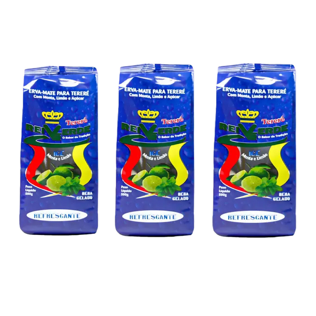 Kit 3 Erva Mate para Tererê Refrescante Rei Verde 500g com açúcar