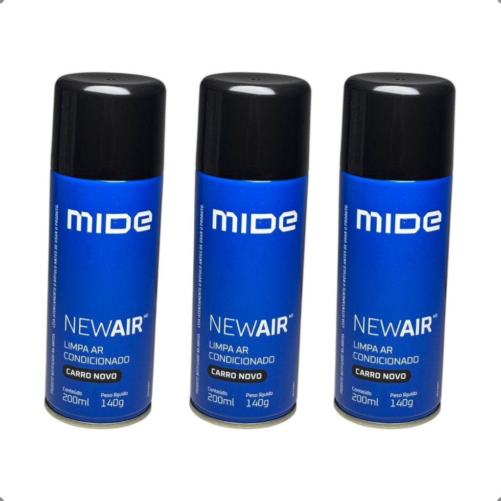 Kit 3 Higienizador De Ar Condicionado Mide Parts New Air Granada 200ml Universal Automotivo