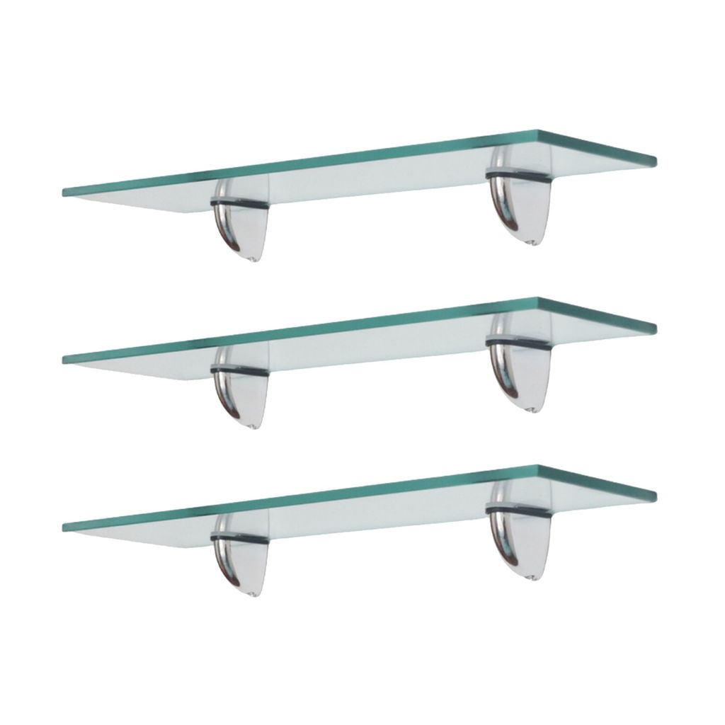 3 PRATELEIRAS VIDRO 40CM X 15CM X10M INCOLOR SUPORTES TUCANO