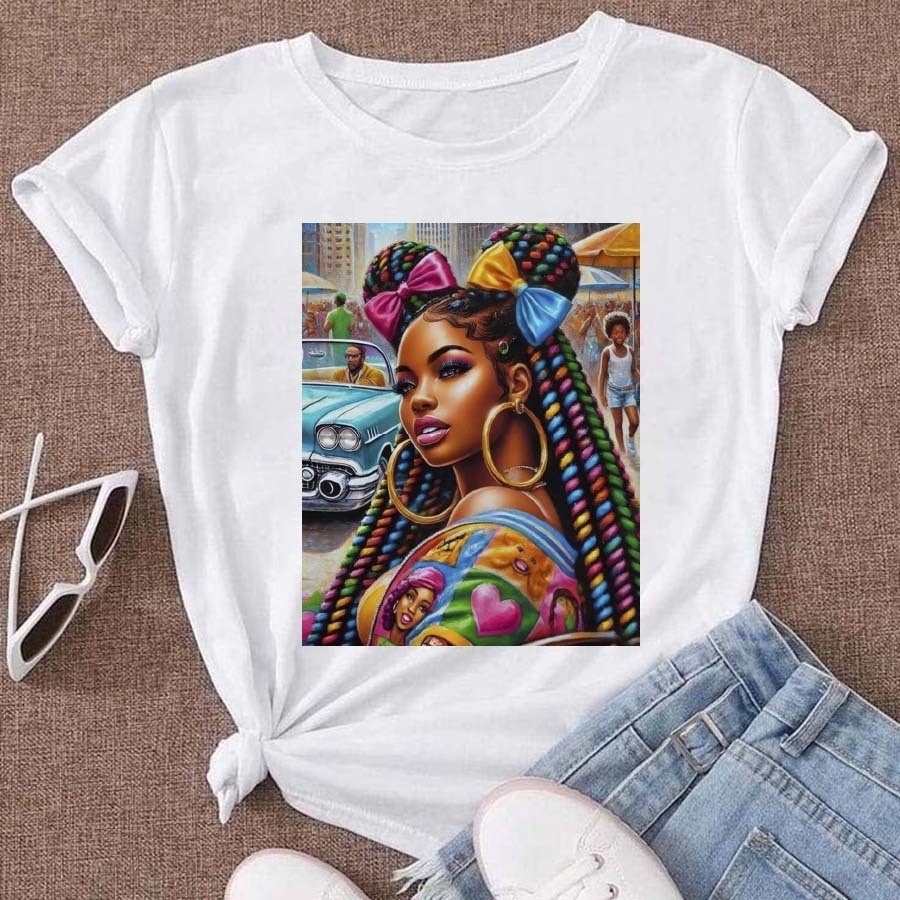 Tshirt Feminina Estampada Estilo Urbano Lançamento Camiseta 100% Algodão Camisetão Solta Plus Size Camiseta - Estampaê