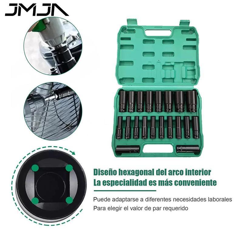 JMJN Jogo de Soquetes de Impacto Longo 20 Peças 8mm a 32mm – Aço Carbono Reforçado com Maleta Profissional · foto 2