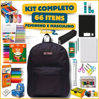 Kit Material Escolar Completo Com Sem Mochila 66 ITENS Educação Infantil Mochila Masculino Feminino em Oferta na Shopee