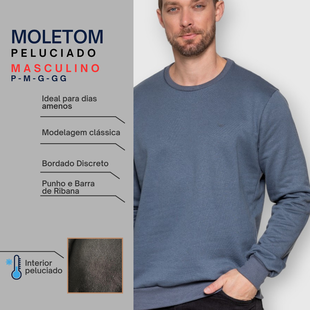 Casaco Blusão Masculino Moletom Com Bordado Discreto IWK Confortável Básico Casual Trabalho